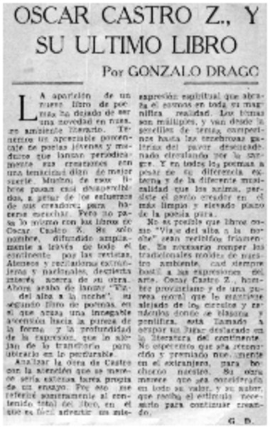Oscar Castro Z., y su último libro