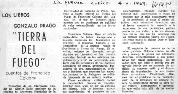 "Tierra del fuego"  [artículo] Gonzalo Drago.