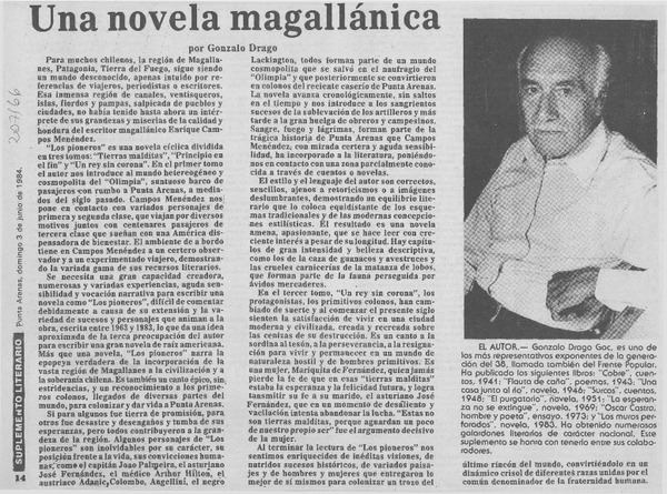 Una novela magallánica
