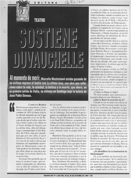 Sostiene Duvauchelle  [artículo] Carolina Robino.