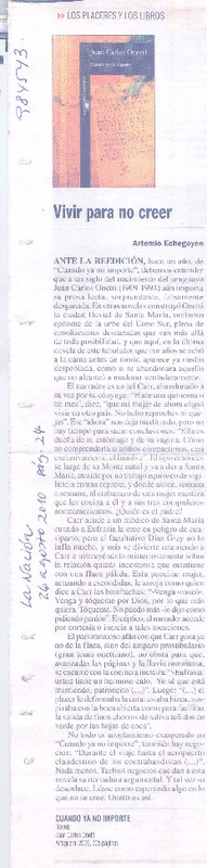 Vivir para no creer