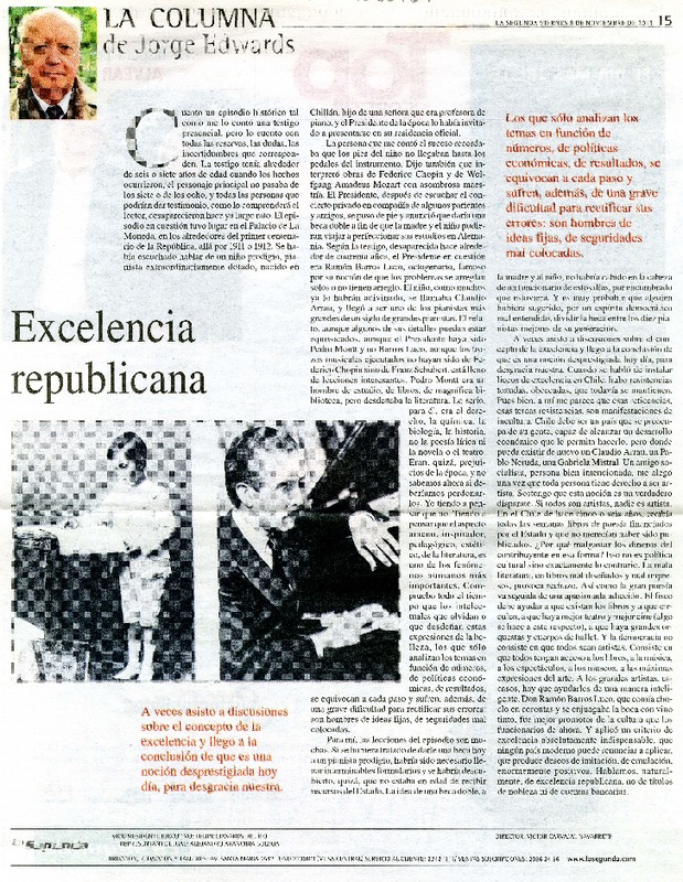 Excelencia republicana  [artículo] Jorge Edwards.