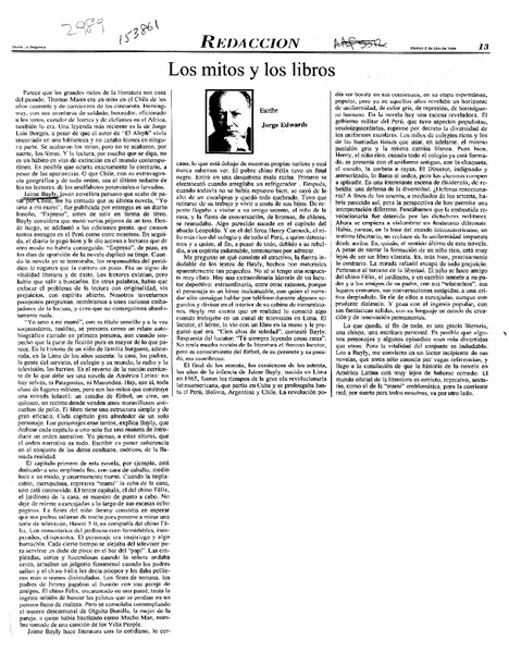 Los mitos y los libros  [artículo] Jorge Edwards.