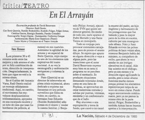 En El Arrayán  [artículo] Hans Ehrmann.