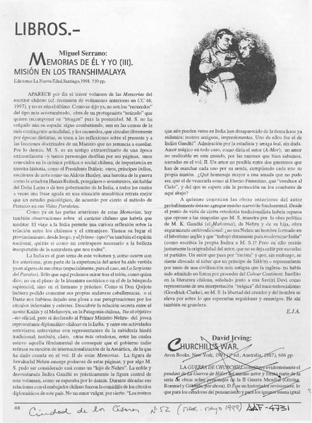 Memorias de él y yo  [artículo] E. J. A.