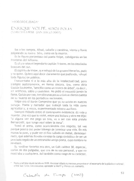 Enrique Volpe, adiós poeta