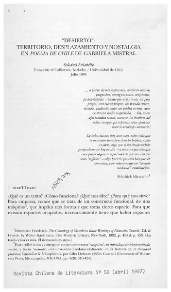 "Desierto", territorio, desplazamiento y nostalgia en Poema de Chile de Gabriela Mistral