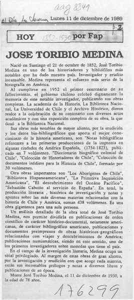 José Toribio Medina  [artículo]