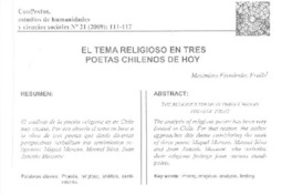 El tema religioso en tres poetas chilenos de hoy  [artículo] Maximino Fernández Fraile.