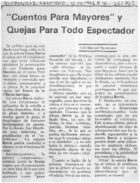 Cuentos para mayores" y quejas para todo espectador  [artículo] Luis Manuel Fernández.