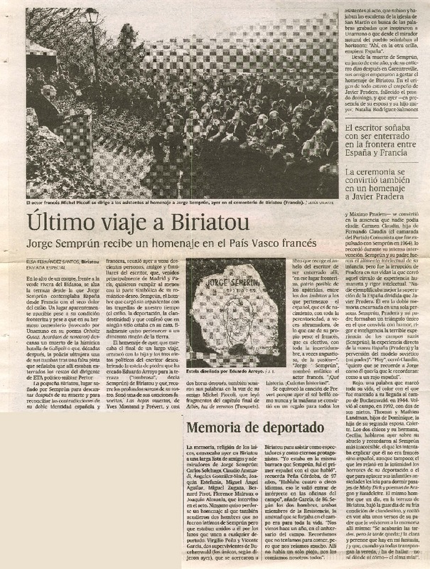 Íltimo viaje a Biriatou  [artículo] Elsa Fernández Santos.