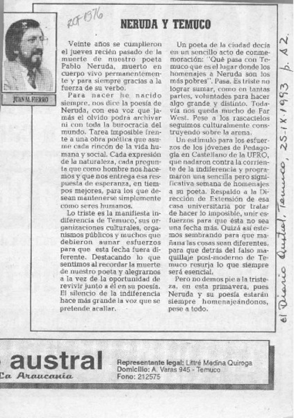 Neruda y Temuco  [artículo] Juan M. Fierro.