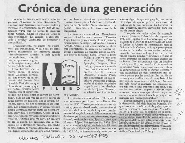 Crónica de una generación  [artículo] Filebo.