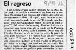 El regreso  [artículo] Filebo.