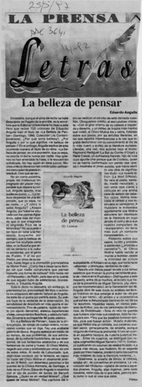 La belleza de pensar  [artículo] Filebo.