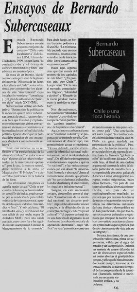 Ensayos de Bernardo Subercaseaux