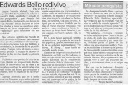 Edwards Bello redivivo  [artículo] Sergio Ramón Fuentealba.