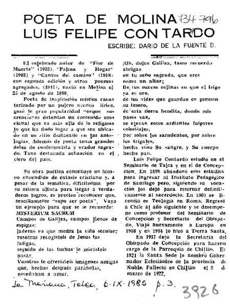 Poeta de Molina Luis Felipe Contardo