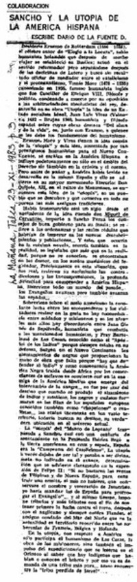 Sancho y la utopía de la América Hispana