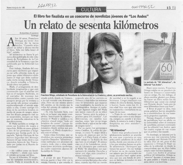 Un relato de sesenta kilómetros  [artículo] Alejandra Gajardo.