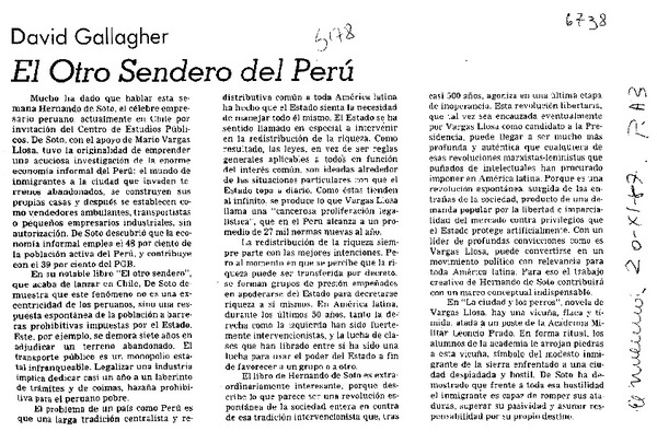 El otro sendero del Perú  [artículo] David Gallagher.