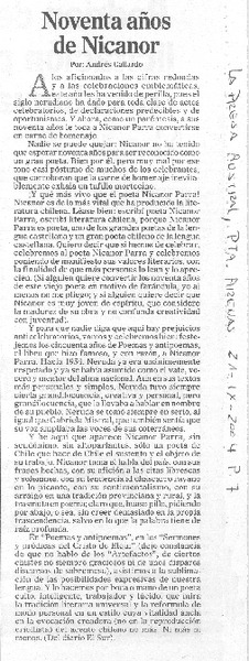 Noventa años de Nicanor