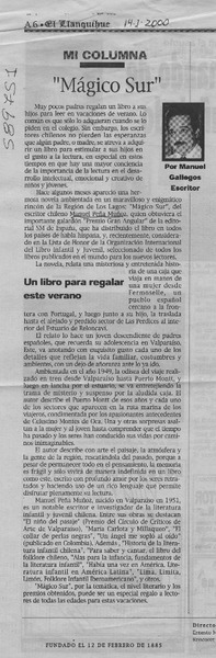 "Mágico sur"  [artículo] Manuel Gallegos