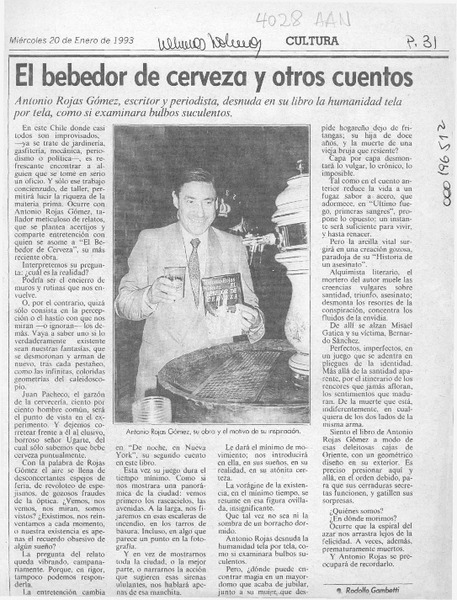 El bebedor de cerveza y otros cuentos  [artículo] Rodolfo Gambetti.