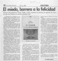 El miedo, barrera a la felicidad  [artículo] Rodolfo Gambetti.