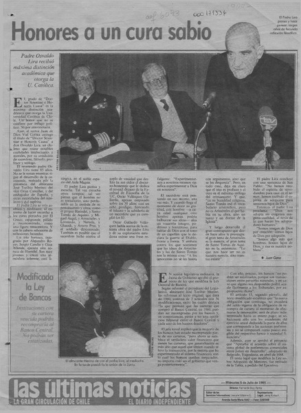 Honores a un cura sabio  [artículo] Juan Gana.