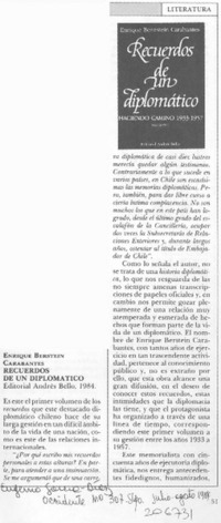 "Recuerdos de un diplomático"