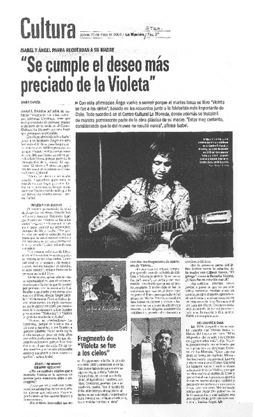 "Se cumple el deseo más preciado de la Violeta"