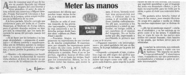 Meter las manos  [artículo] Walter Garib.