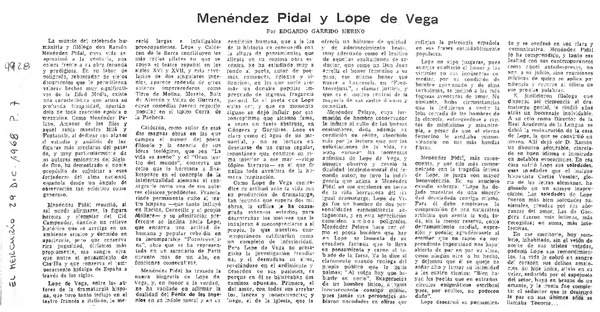 Menéndez Pidal y Lope de Vega