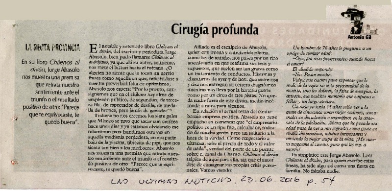 Cirugía profunda  [artículo] Antonio Gil.