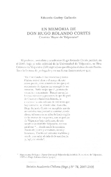 En memoria de don Hugo Rolando Cortés