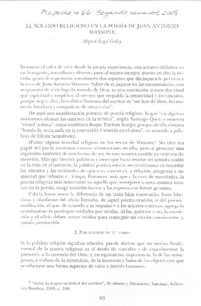 El sentido religioso en la poesía de Juan Antonio Massone