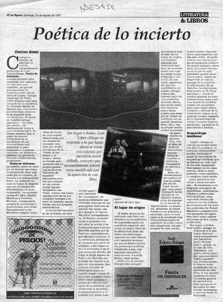 Poética de lo incierto  [artículo] Cristián Gómez.
