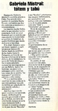 Gabriela Mistral: tótem y tabú  [artículo] Mónica Gómez