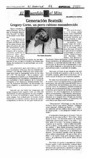 Generación beatnik: Gregory Corso, un perro rabioso ensombrecido