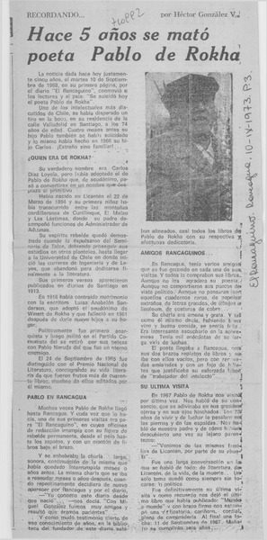 Hace 5 años se mató poeta Pablo de Rokha