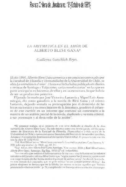 La aritmética en el amor de Alberto Blest Gana