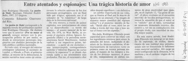 Entre atentados y espionajes, una trágica historia de amor  [artículo] Eduardo Guerrero del Río.