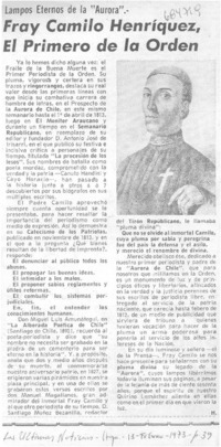 Fray Camilo Henríquez, el primero de la orde