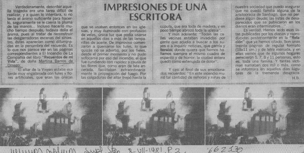 Impresiones de una escritora  [artículo] H. B.