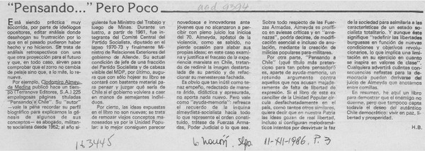 "Pensando -- " pero poco