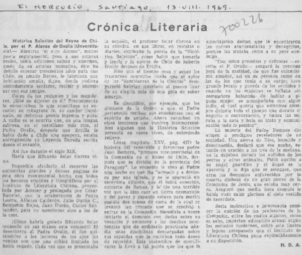 Histórica relación del reyno de Chile