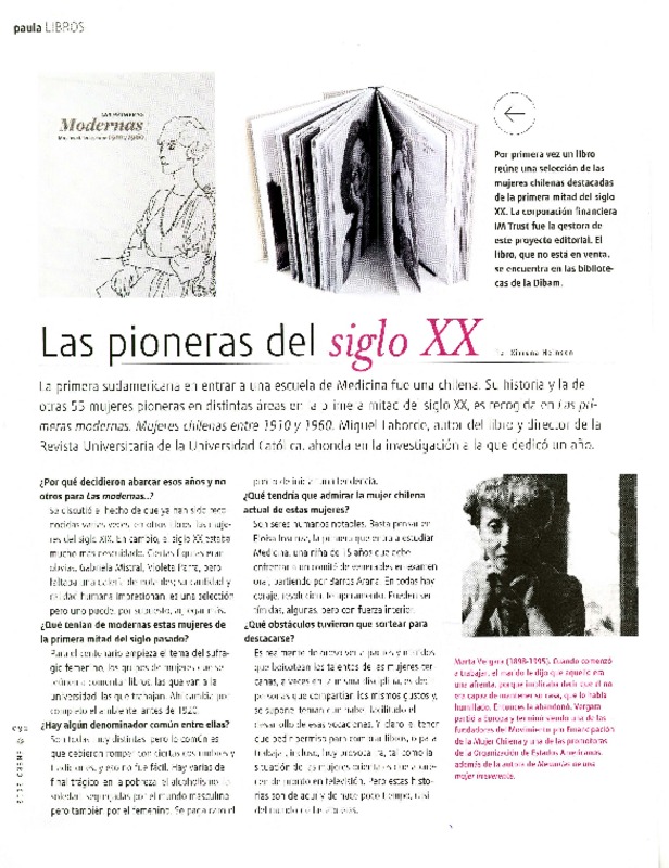 Las pioneras del siglo 20  [artículo] Ximena Heinsen.