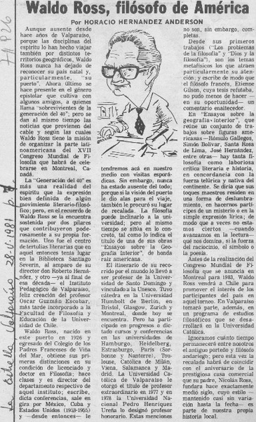 Waldo Ross, filósofo de América