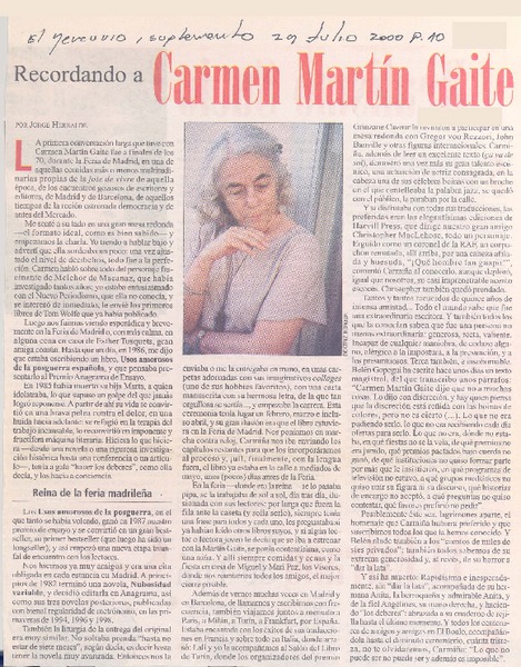 Recordando a Carmen Martín Gaite
